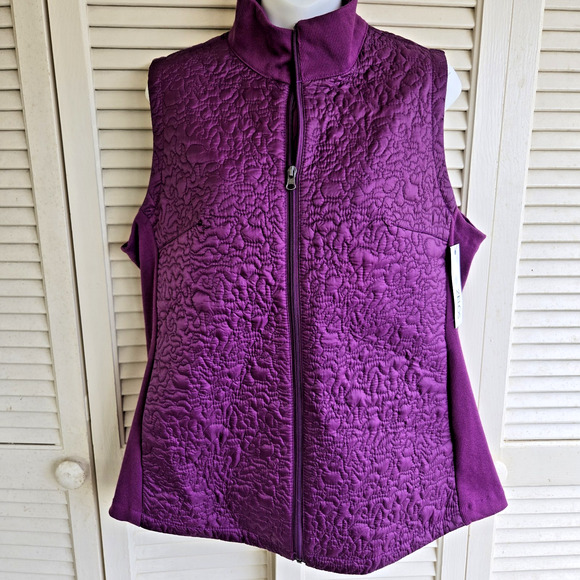 New Zelos Puffer Vest Women's 1X Zip Up Lightweight Pockets Violet Plum - Picture 1 of 14